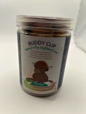 Scentsy Buddy Clip Hamish Highland Cow Scented Jar - Brown & Green Accents